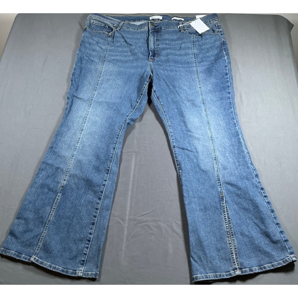 Jessica Simpson Daisy Flare Jeans 22W Plus Dark Wash Front Seam Slit Hem New